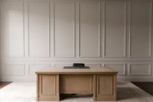 Flat panel wainscoting in office